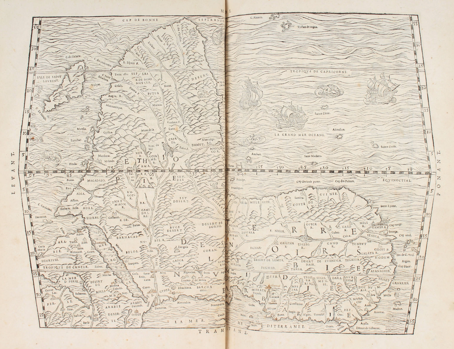 Leo Africanus (al-Hasan ibn Muhammad al-Wazzân) - "Historiale description de l'Afrique, tierce partie du monde." - Jean Temporal - 1556