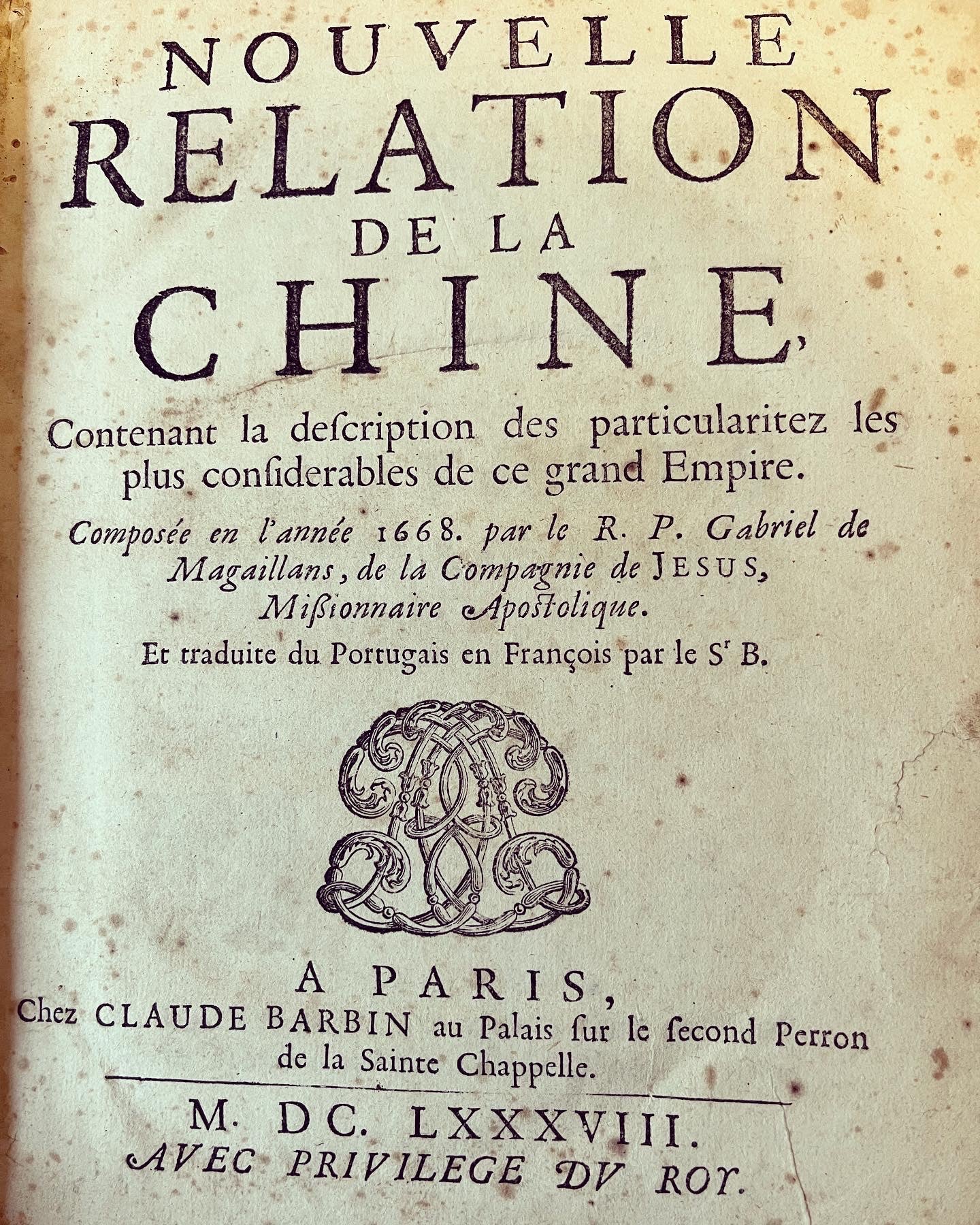 Fine Jesuit Binding, Nouvelle Relation de la Chine, Gabriel de Magalhaes, 1688