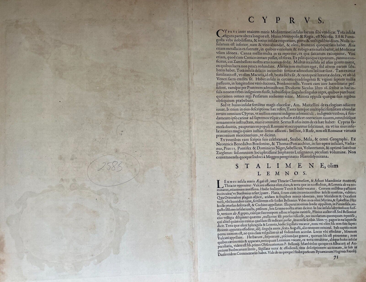 CYPRUS - "Cypri Imsulae" 1579 - Abraham Ortelius- Original Antique Map