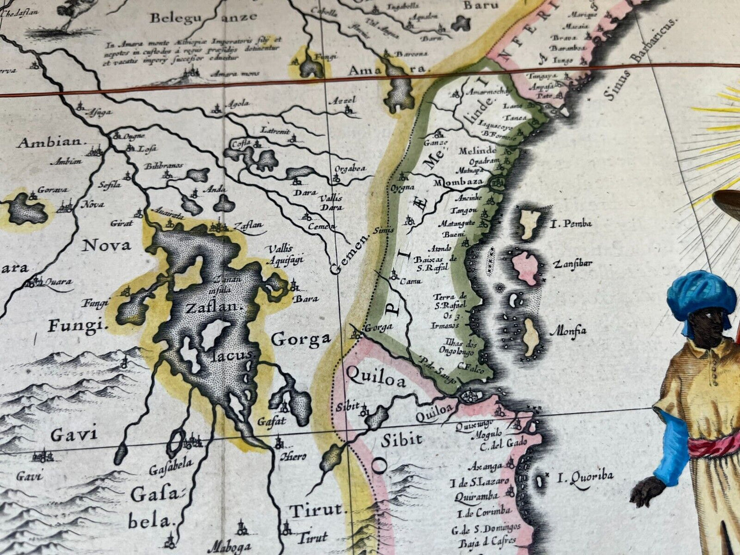 Aethiopia Superior vel Interior - Original Map 1644 Blaeu - Prester John Kingdom