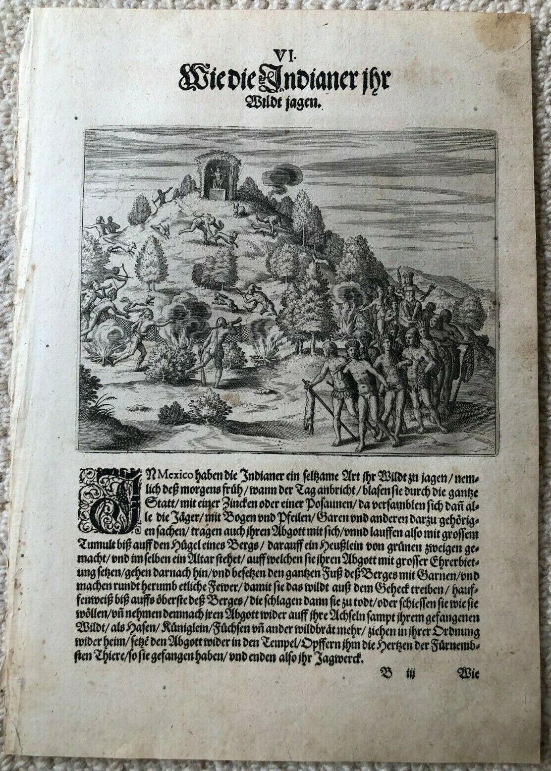 De Bry - " How the Aztecs hunt game" 1601 - Acosta - Aztec - Mexico