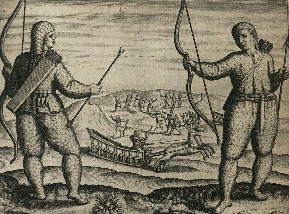 De Bry - "An exact depiction of Eskimos" - De Veer / Barents - 1601 - Arctic