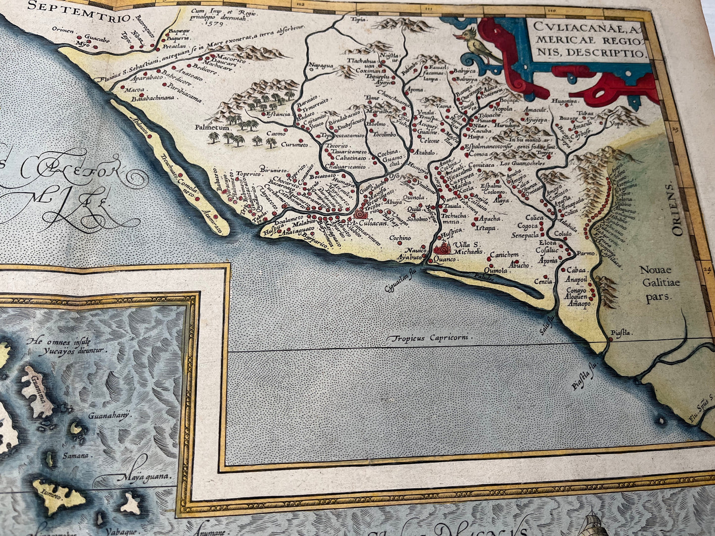 "Culiacanae, Americae Regionis / Hispaniolae, Cubae, Aliarumquae Insularum" - Mexico and the Caribbean - Ortelius - 1584