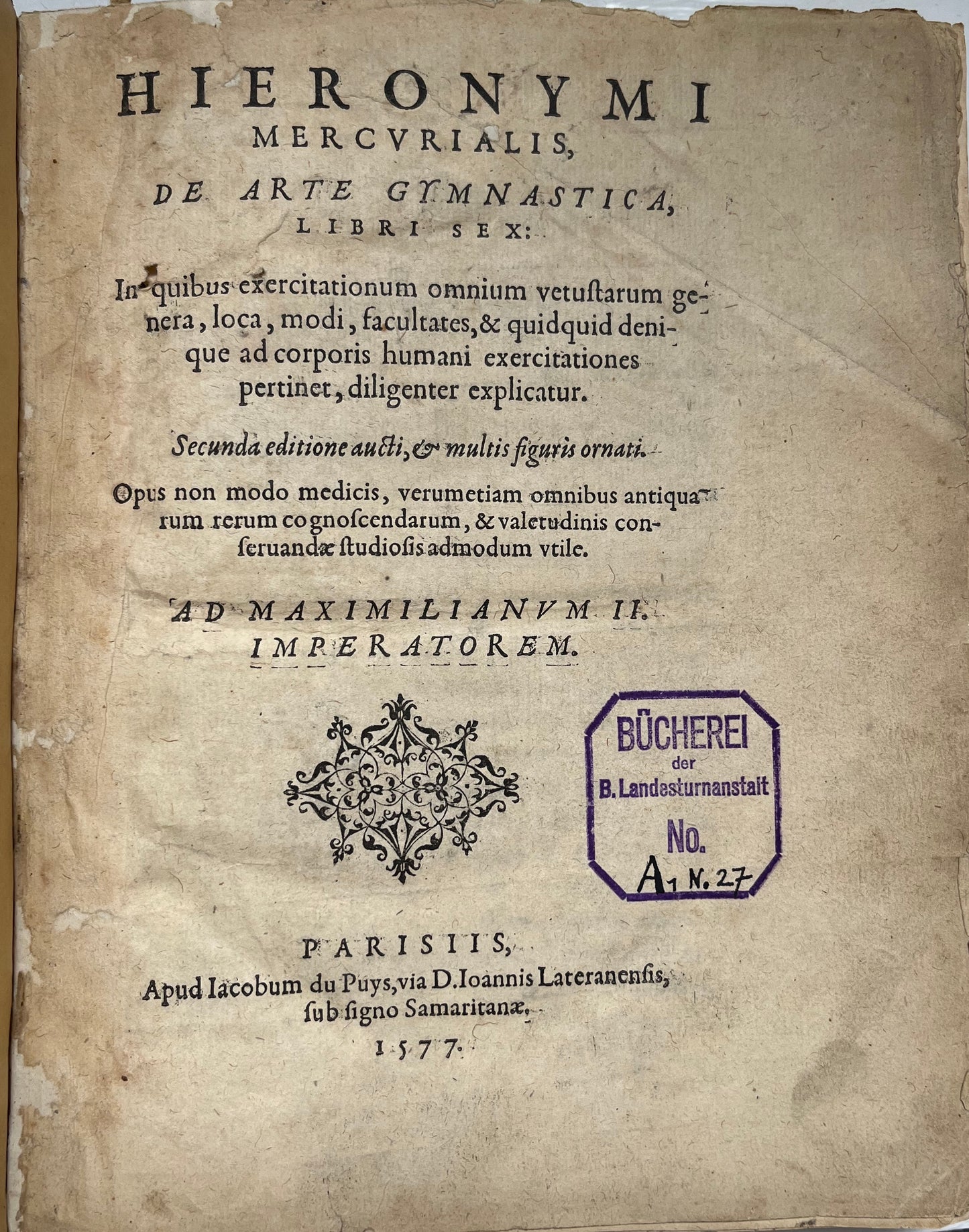 De arte gymnastica, libri sex - Girolamo Mercuriale - 1577