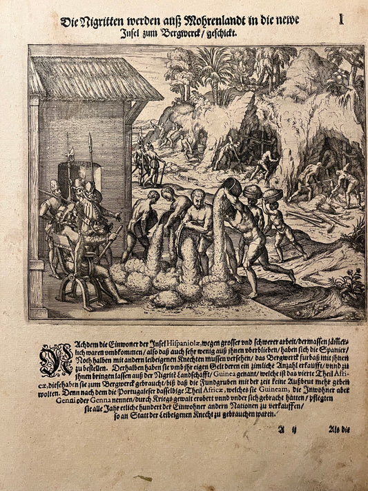 "Black slaves mining gold" - De Bry - 1595 - Benzoni