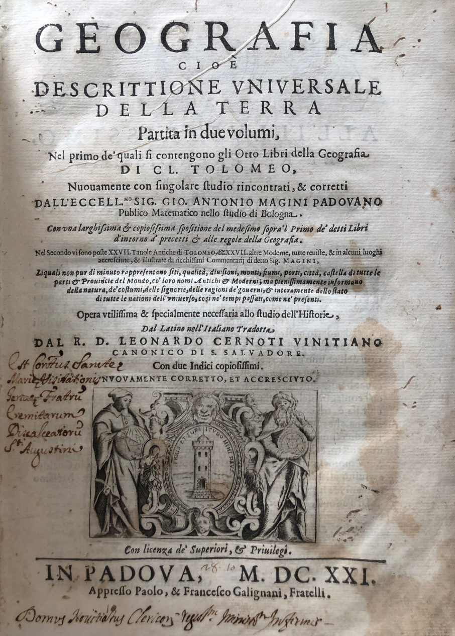 Geografia cioè Descrittione Universale della Terra Partita in due volumni, Nel Primo de' quali si contengono gli Otto Libri della Geographia di Cl. Tolomeo. - Claudius Ptolemy, Claudius Giovanni Antonio Magini