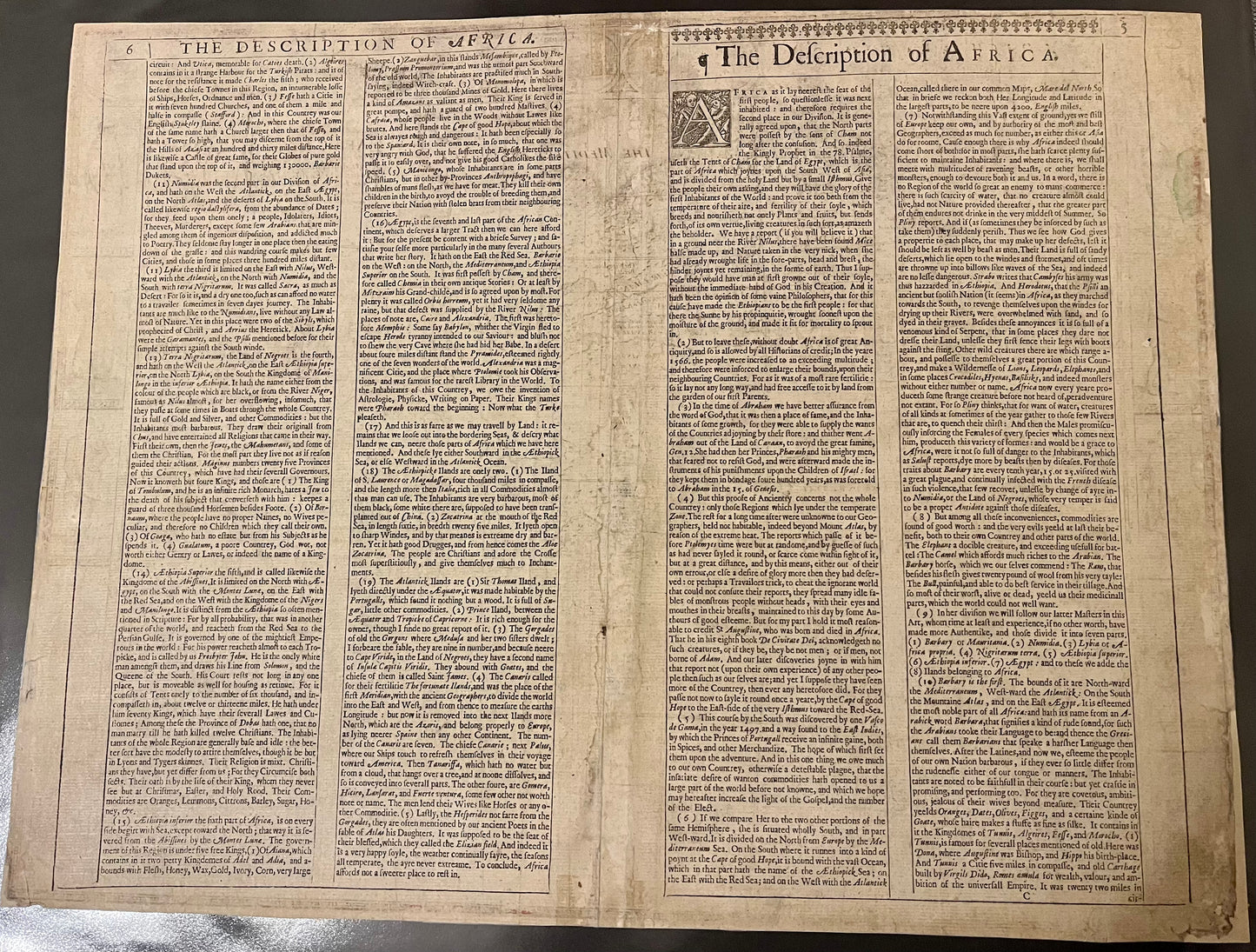 Africa - John Speed - 1665  "Africae, Described. The manners of their Habits and buildings newly done into English by I.S" - rare Roger Rae Edition.