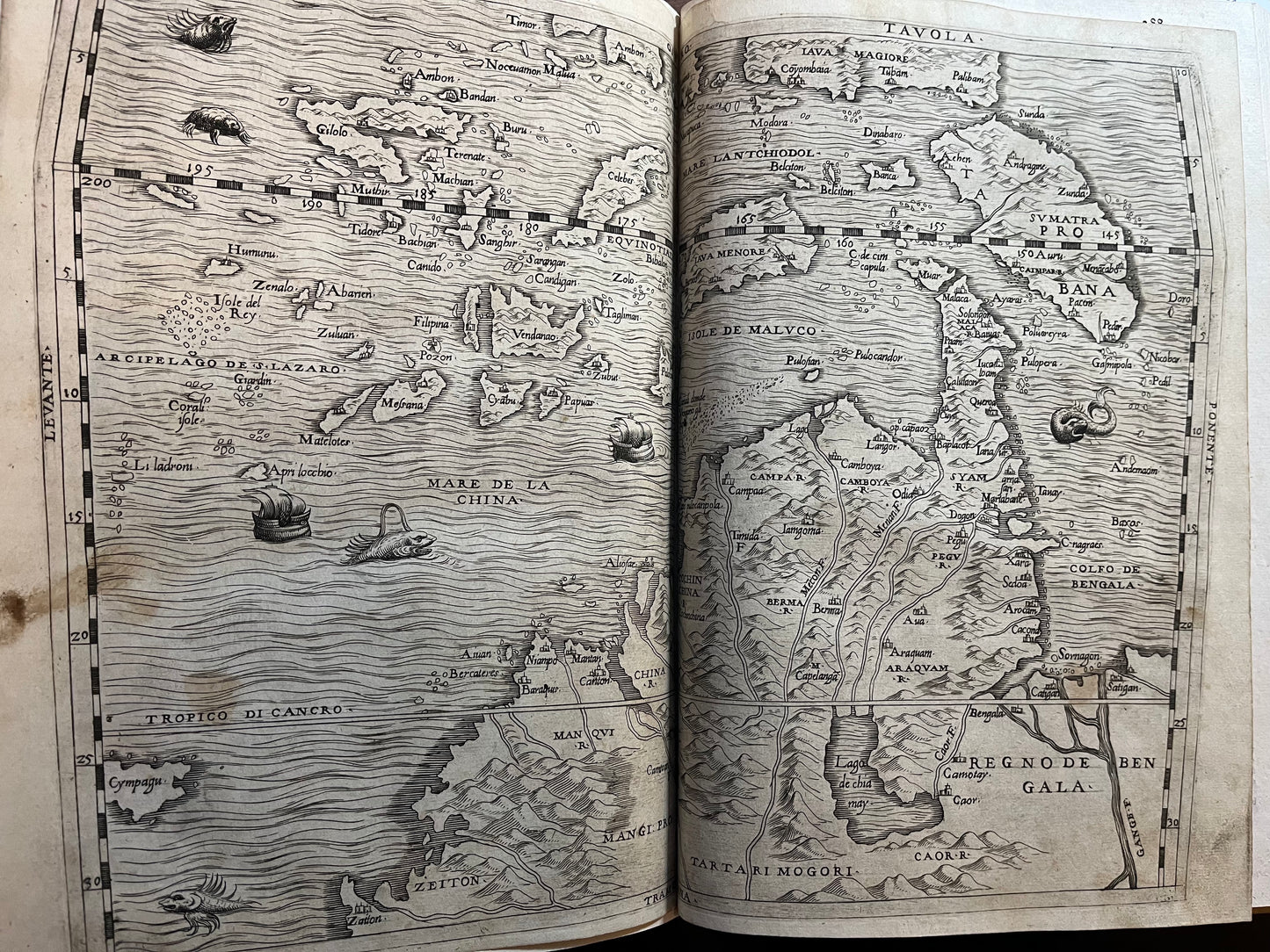 Ramusio - Delle Navigationi et Viaggi - Complete three volumes with 10 double page maps 1563, 1574, 1556. Rare FIRST EDITION of the Third Volume on the Americas