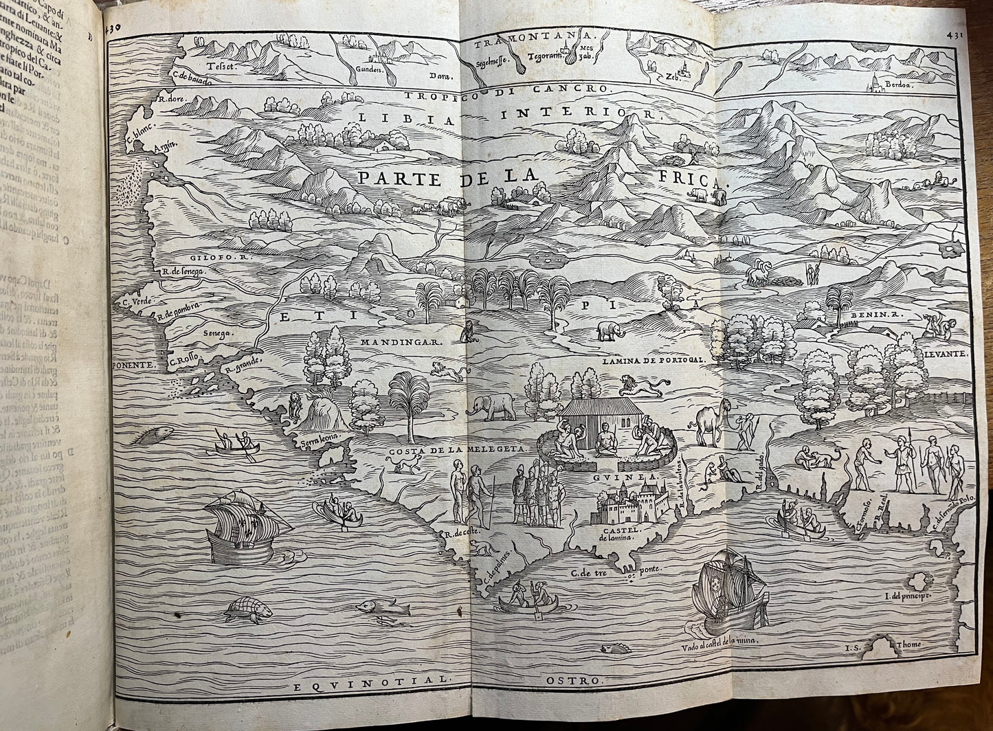 Ramusio - Delle Navigationi et Viaggi - Complete three volumes with 10 double page maps 1563, 1574, 1556. Rare FIRST EDITION of the Third Volume on the Americas