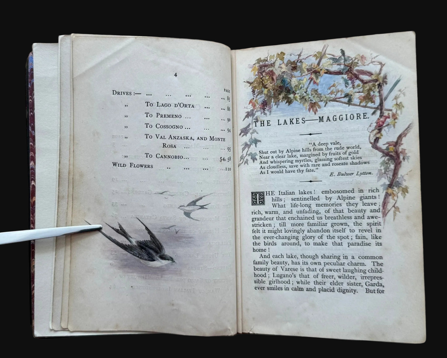 "Sketches of Lago Maggiore and Pallanza" - 1879 - Bound with 17 accomplished watercolours of the Italian lakes by a woman traveller and accompanied by a letter from Queen Victoria's Private secretary