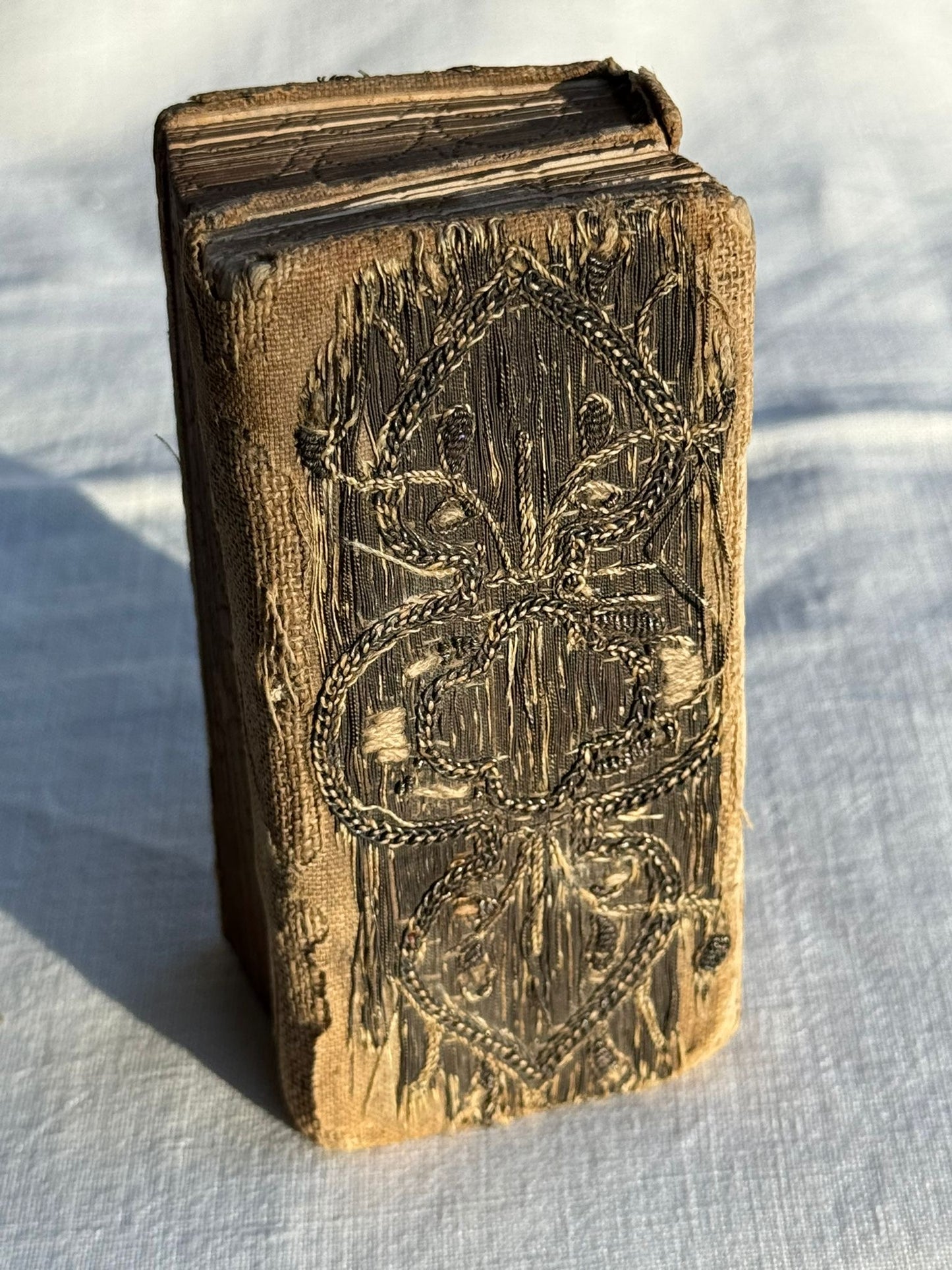 1636 Embroidered Dos-a-dos binding with silver thread and Gilt- gauffred edges