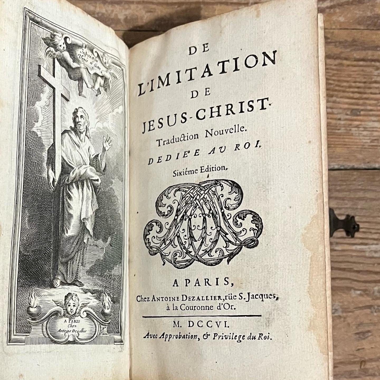 Lovely French Red Moroccan Binding - “L’Imitation de Jesus - Christ” - 1706