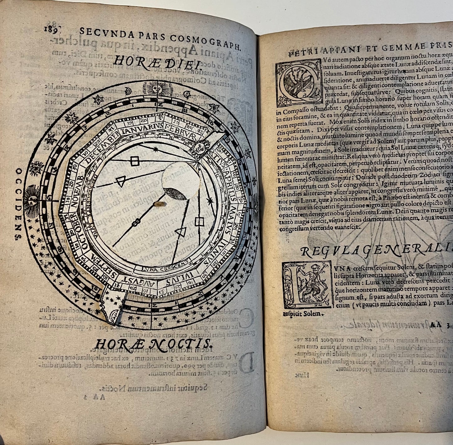 "Cosmographia" Peter Apian (Apianus) & Gemma Frisius - World Map and 4 Volvelles - 1584