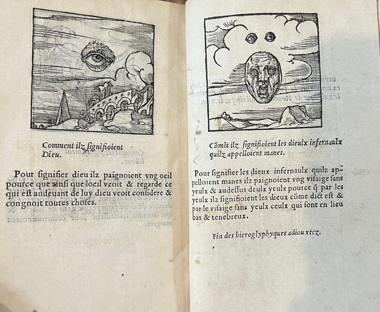 FIRST ILLUSTRATED EDITION - De la signification des notes hieroglyphiques des Aegyptiens - Orus Apollo (Horapollo) -  Jacques Kerver - 1543