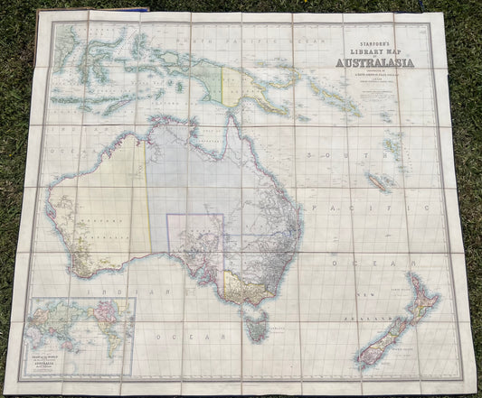 Large Wall Map - "Stanford's Library Map of Australasia" - London - 1st Edition 1859