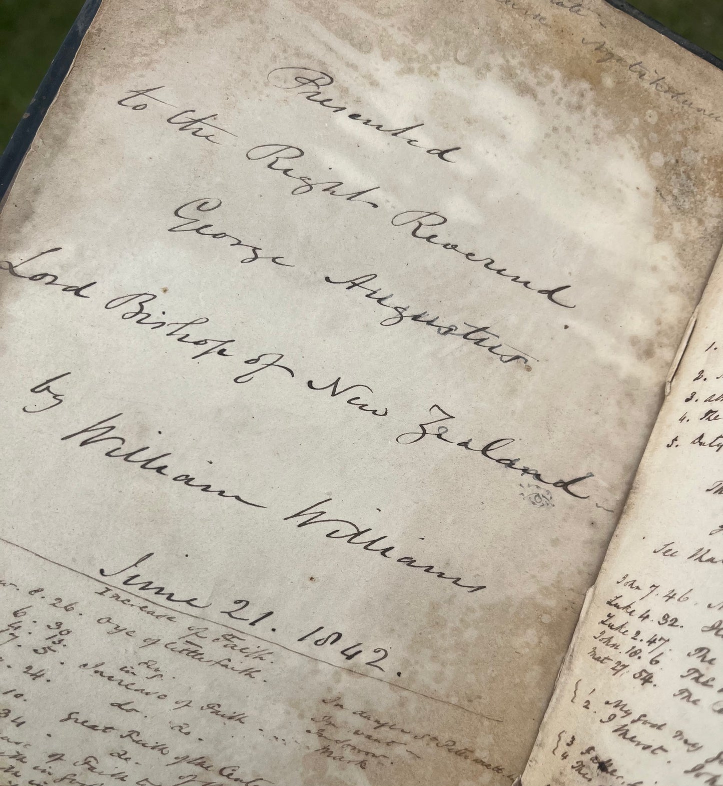 1st Edition Bible in Maori - “Ko te Kawenata Hou o to tatou Ariki te Kai Wakaora a ihu Karaiti” - Signed by William Williams translator of the Bible, to George Augustus Selwyn, first bishop of New Zealand, on June 21, 1842.