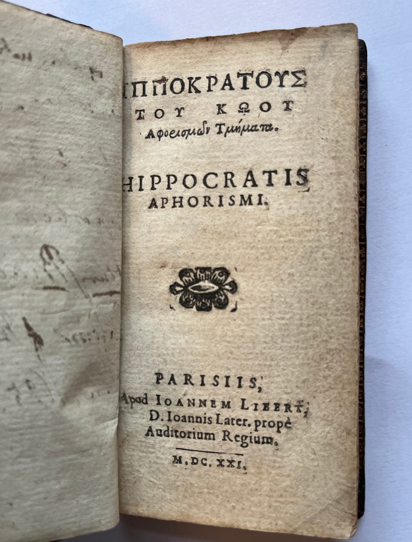 Hippocrates "Aphorisms" and "Prognosticon" - Paris 1621 - Gascon style fine binding