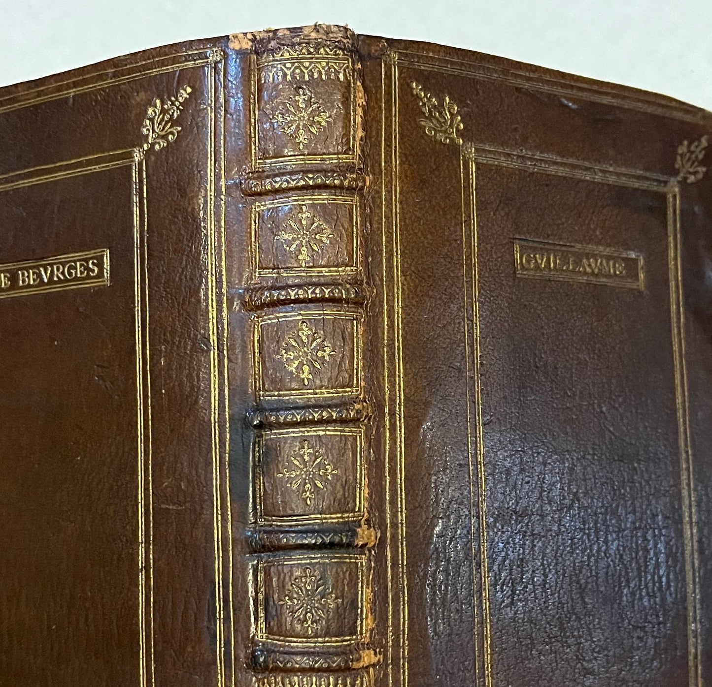 Beautifully Bound Book of Hours on Vellum in Early Binding for "Guillaume de Beurges" - Heures a l'usaige de Paris - With Title Page, Zodiac man and 12 Full page Hand illuminated illustrations