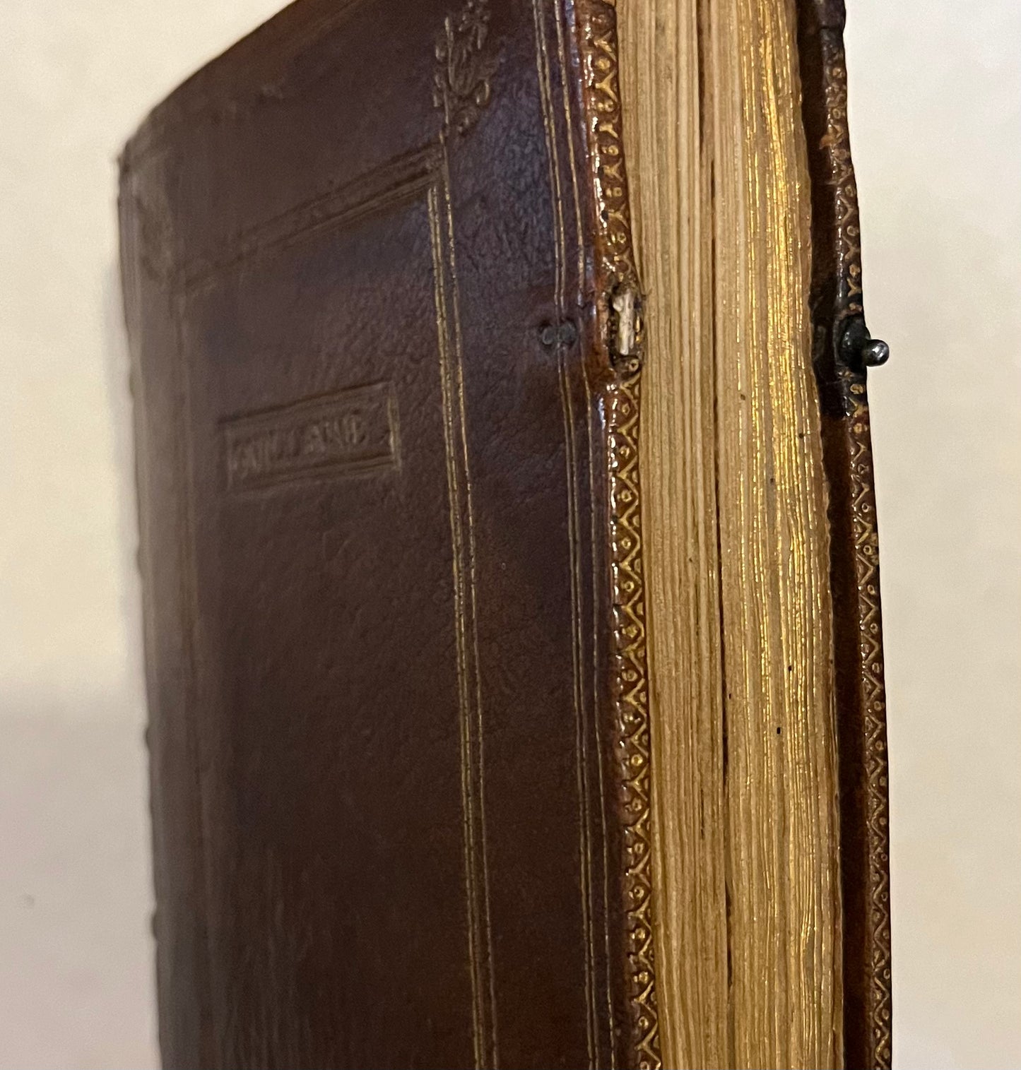 Beautifully Bound Book of Hours on Vellum in Early Binding for "Guillaume de Beurges" - Heures a l'usaige de Paris - With Title Page, Zodiac man and 12 Full page Hand illuminated illustrations