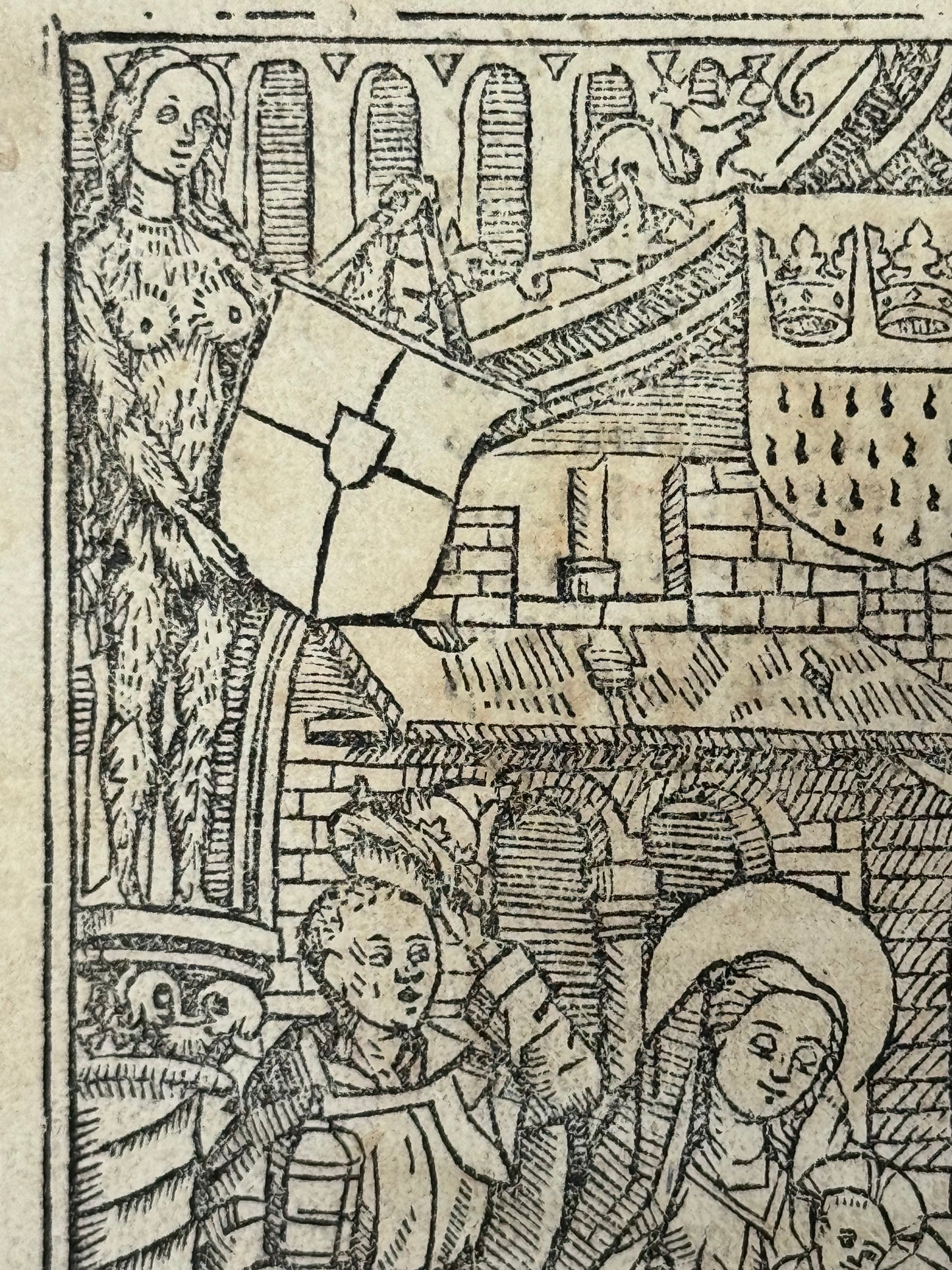 Incunable 1498 confessional in a contemporary binding with manuscript pastedowns and woodcut colophon depicting the mediaeval Wild man and Woman