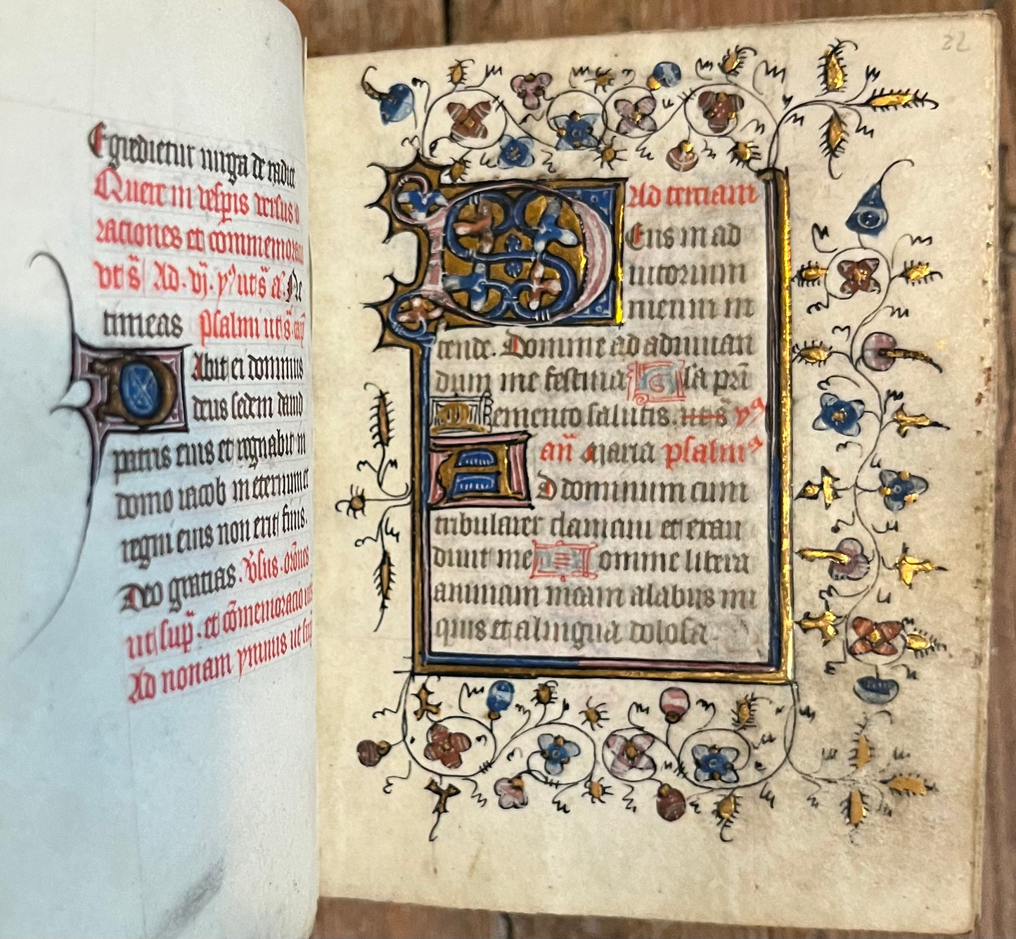 A charming French 15th Century Book of hours likely intended for the private devotion of an English woman - with 5 large illuminated Initials.
