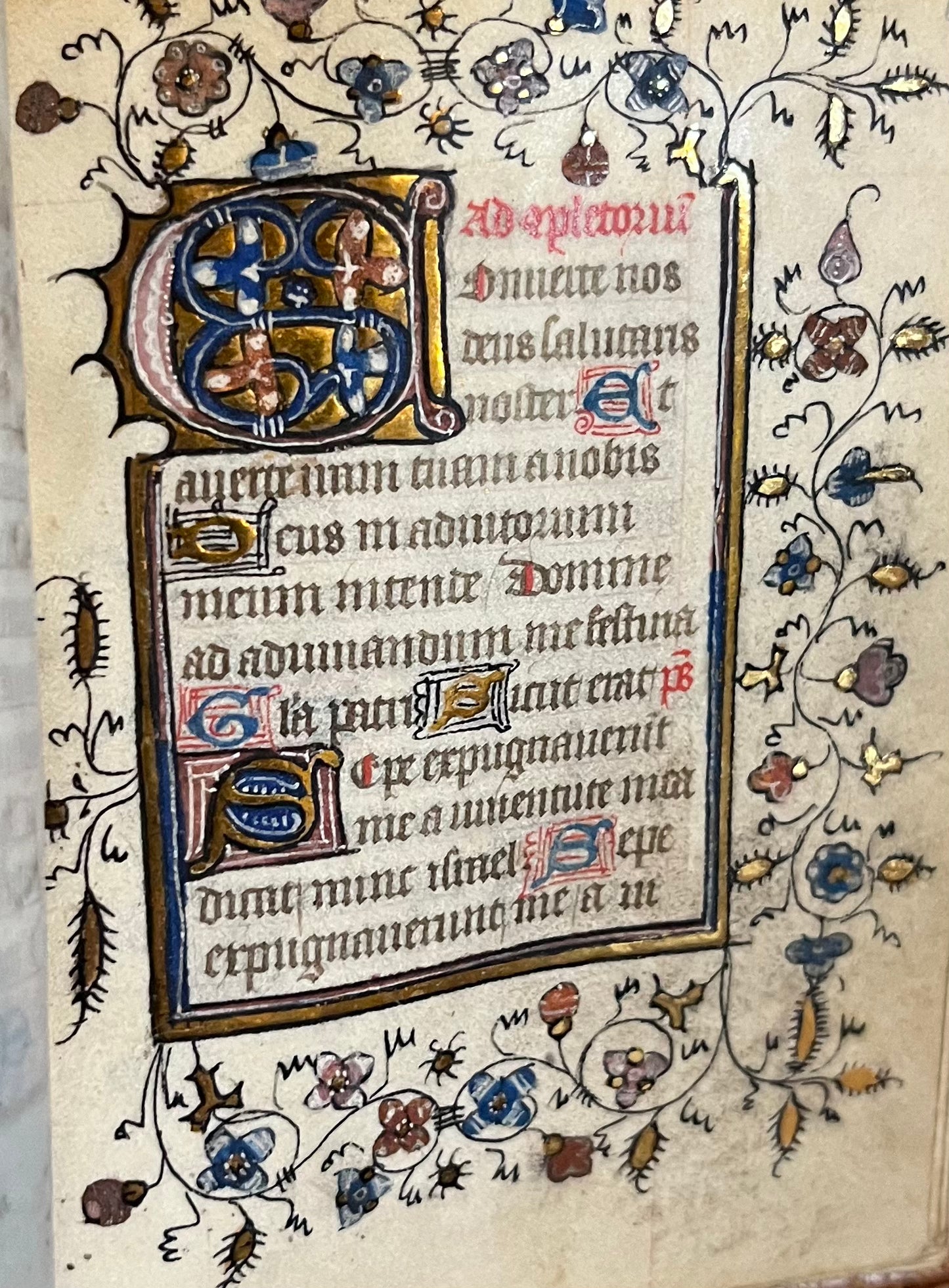 A charming French 15th Century Book of hours likely intended for the private devotion of an English woman - with 5 large illuminated Initials.