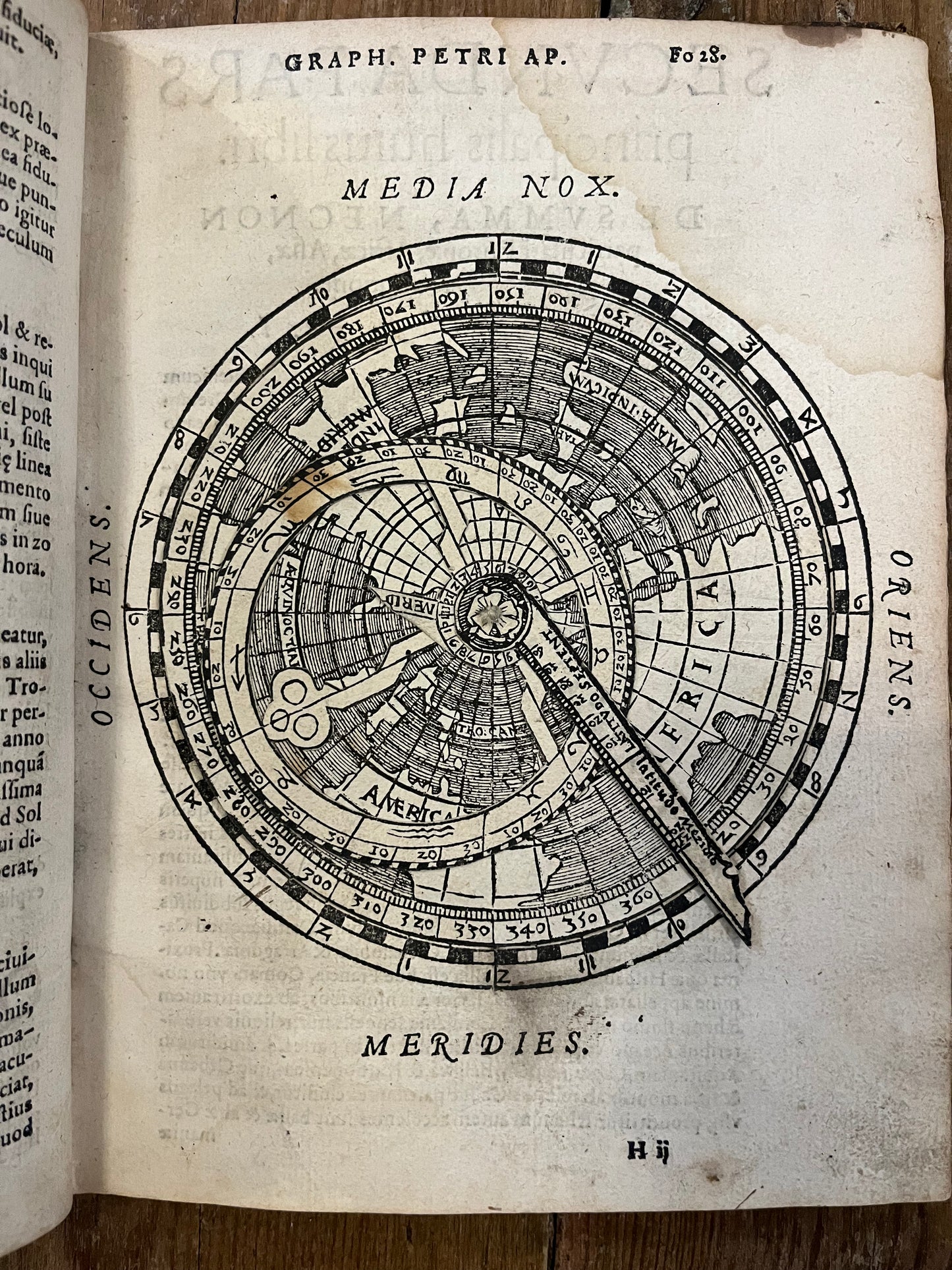 "Cosmographia Petri Apiani per Gemma Frisium..." - Peter Apian - 1564 - with 14th Century Manuscript binding of Mark:14 and a ca 13th Century Hebrew fragment of Rashi to Exodus 25:31-34