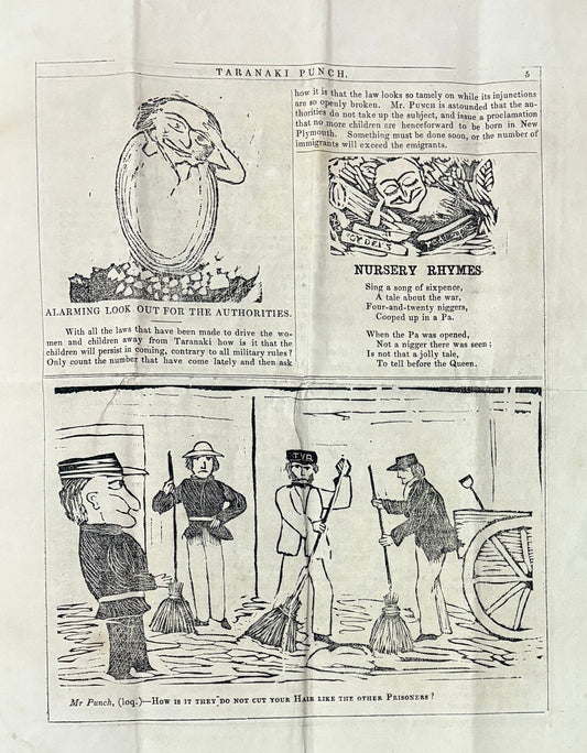 Scarce Early New Zealand Colonial/Settlers Newspaper - "The Taranaki Punch" - "No 2 - Vol 1" - November 1860 - The First Taranaki War - Racism