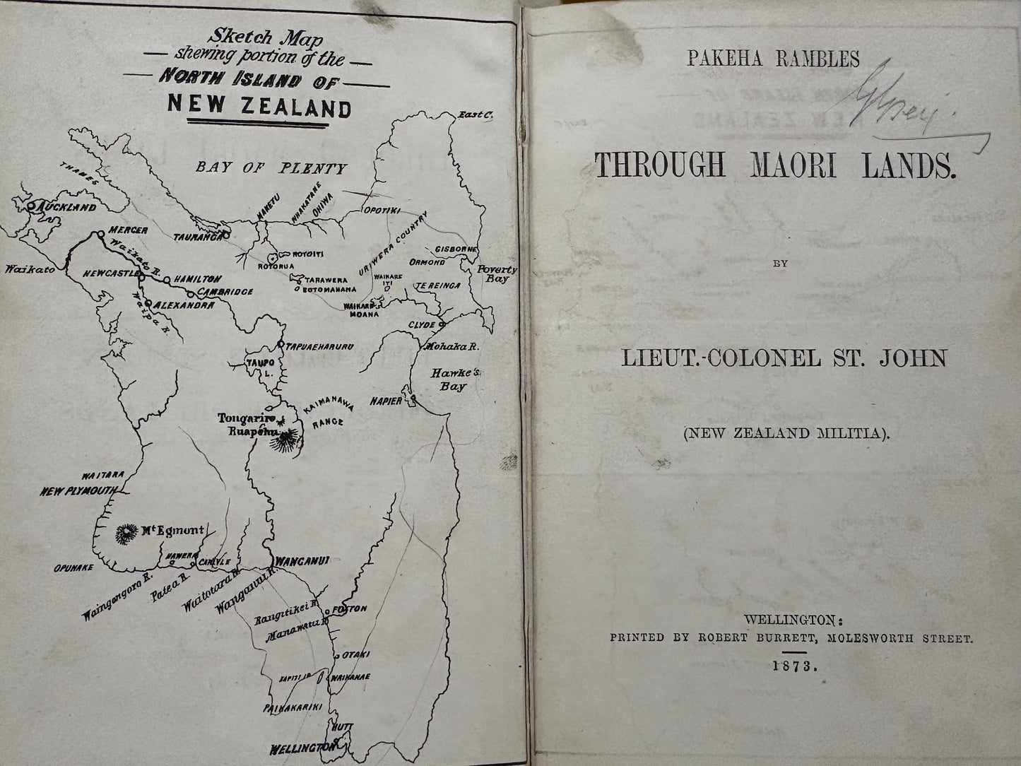 Author's Presentation Copy - "Pakeha Rambles through Maori Lands" - Lieut-Colonel Henry St John - Wellington 1873