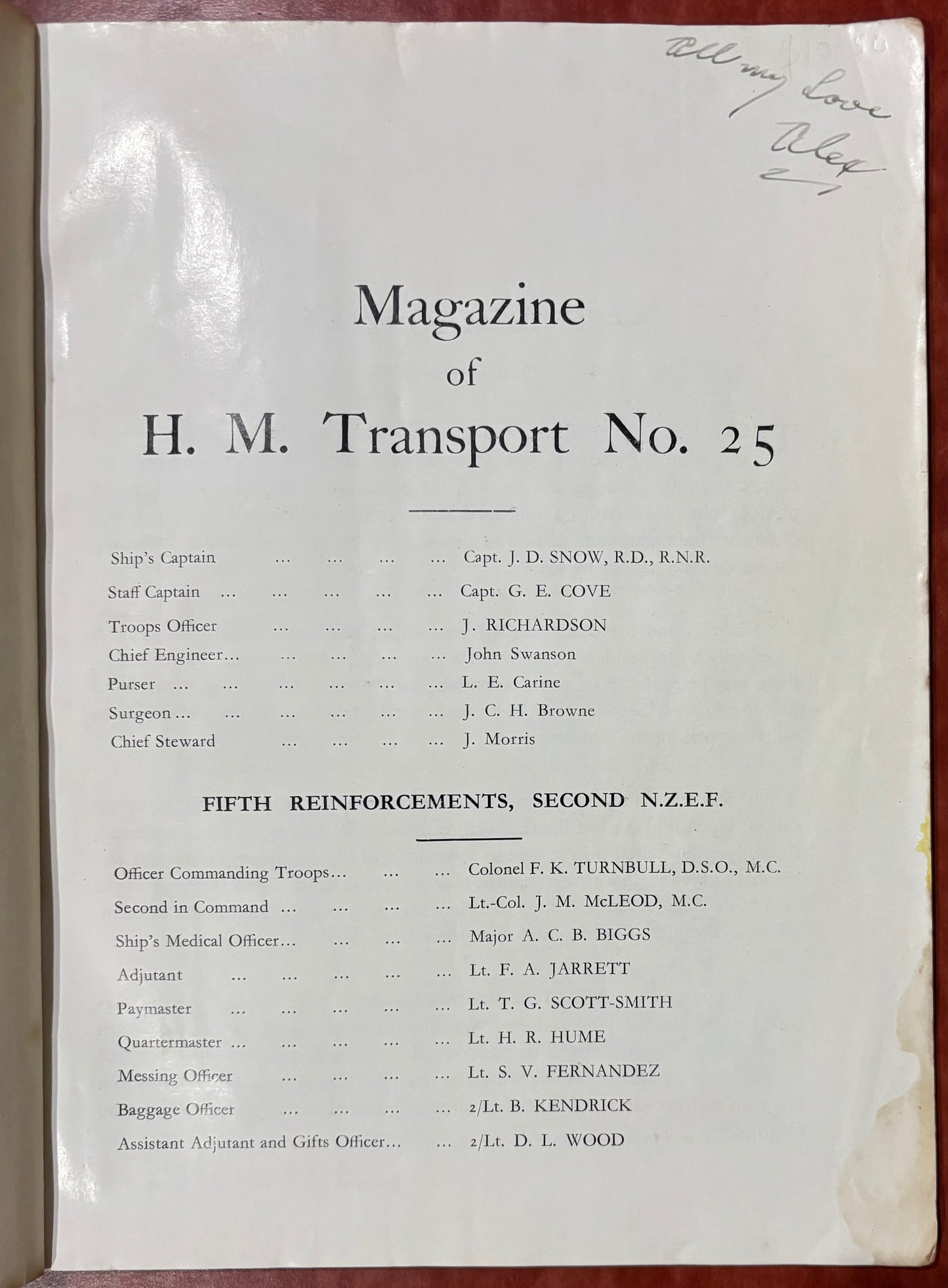 "Ake Ake Kia Kaha" - Pineamine Taiapa - WW2/ANZACs - Māori Battalion - Signed Magazine of H.M. Transport No. 25 - Ceylon 1941