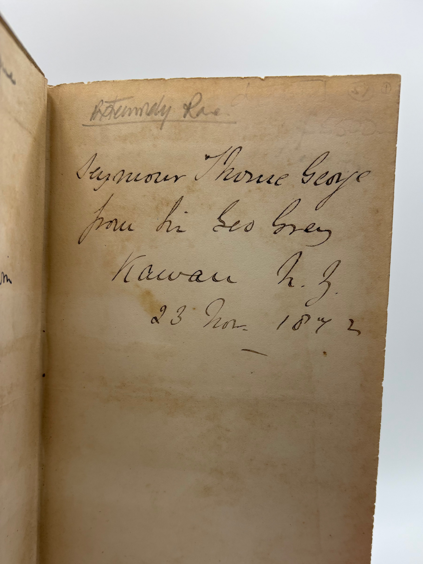 Rare 1850 Fijian Imprint from the Wesleyan Press at Viwa – in original cloth with dedication by Sir George Grey