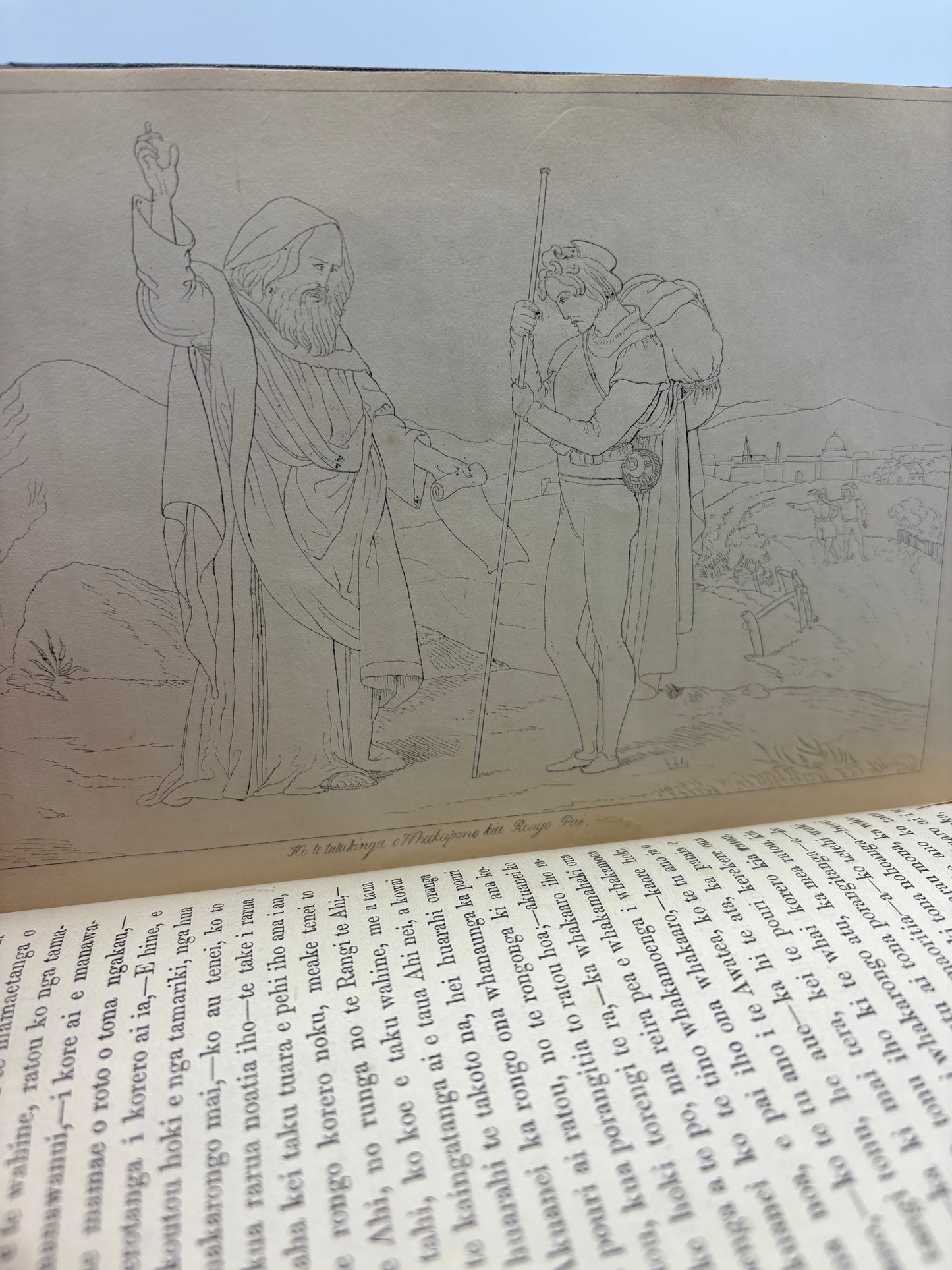 The first edition of the Pilgrim's Progress in Maori - 1854 - "He moemoea, otira, Ko nga korero o te huarahi" - Printed in Wellington, New Zealand