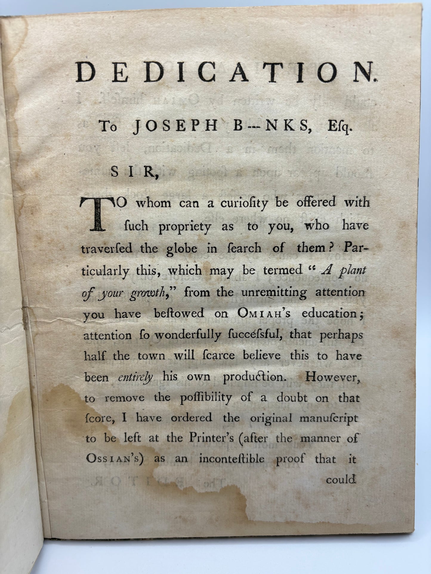 Pacific voices - Dedication copy - 1775 "Historic Epistle from Omiah to the Queen of Otaheite"