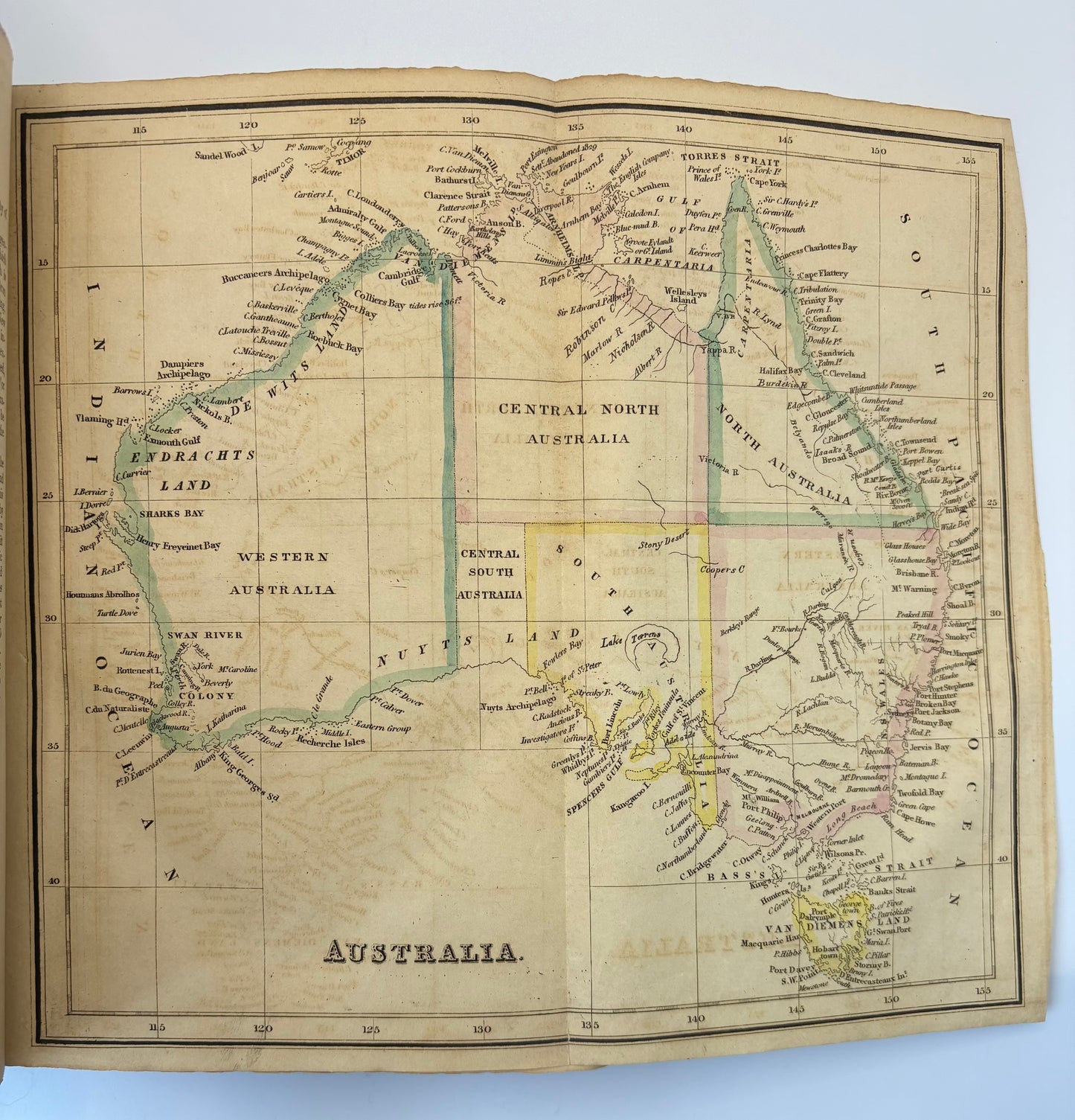 Uncut and In original Australian binding - "A Geographical Dictionary of the Australian Colonies" - Sydney 1848 - With locally printed map of Australia and early plates of Sydney