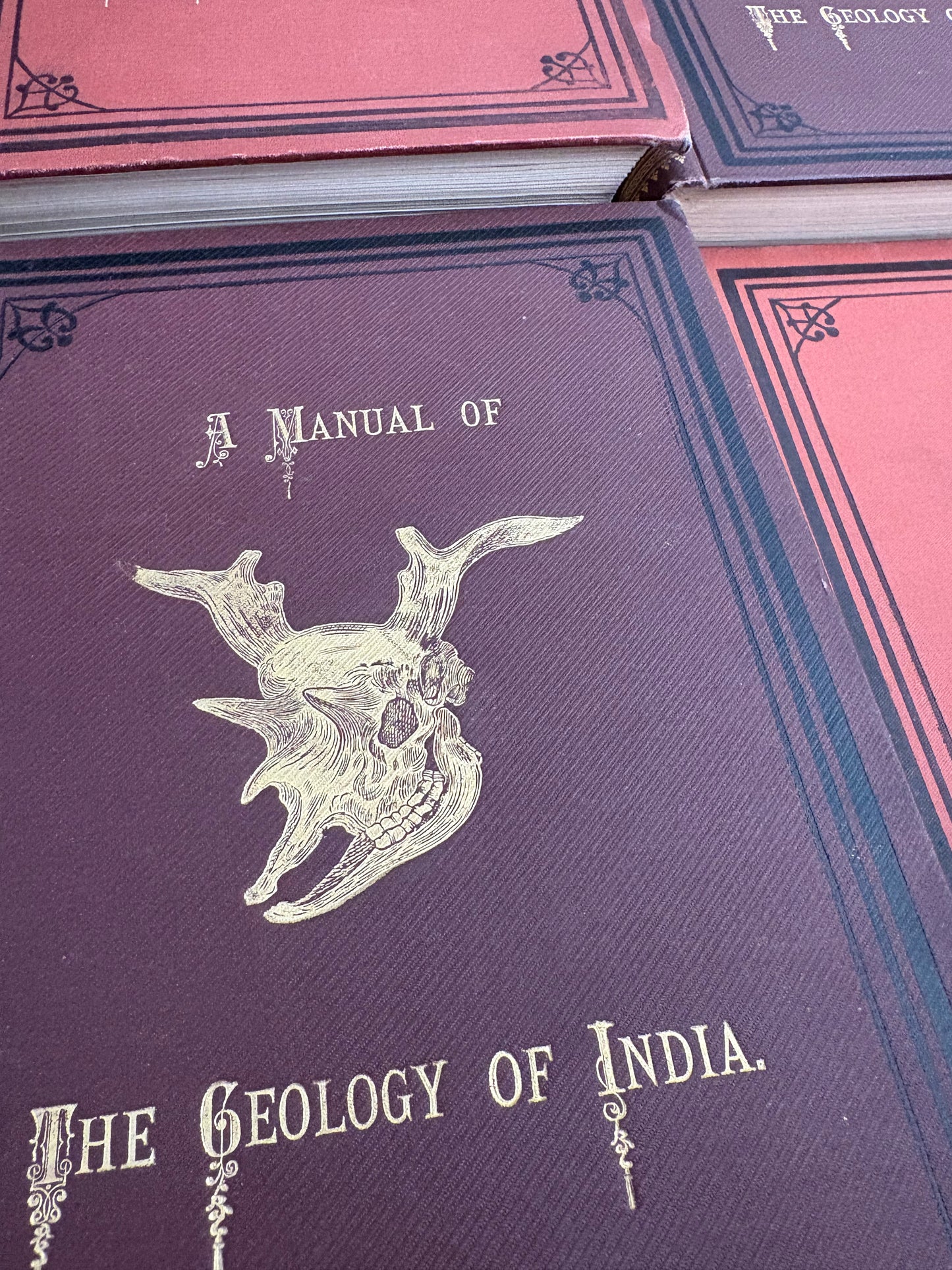 "A Manual of The Geology of India" - Calcutta 1879 - 4 volumes in original decorative cloth binding complete with folding maps