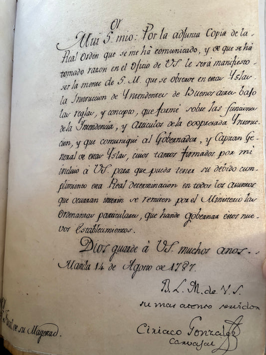 1782 "Real Ordenanza de Intendentes" from the library of a Manila convent. Bound with three Manila manuscripts by González de Carvajal –Intendente de Guerra y Real Hacienda de Filipinas