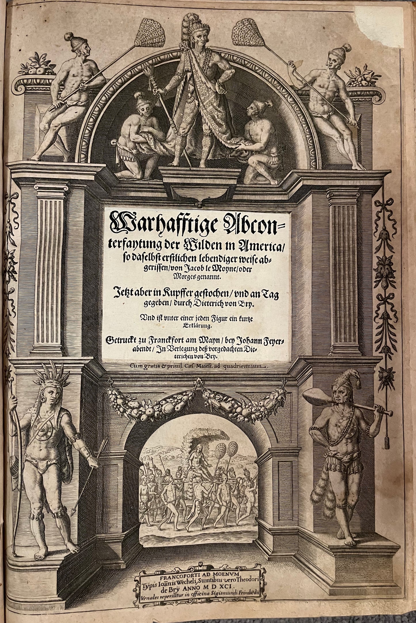 Brevis Narratio - Jacques Le Moyne - De Bry Florida - Complete set of 42 plates and Title page - German 1st Edition