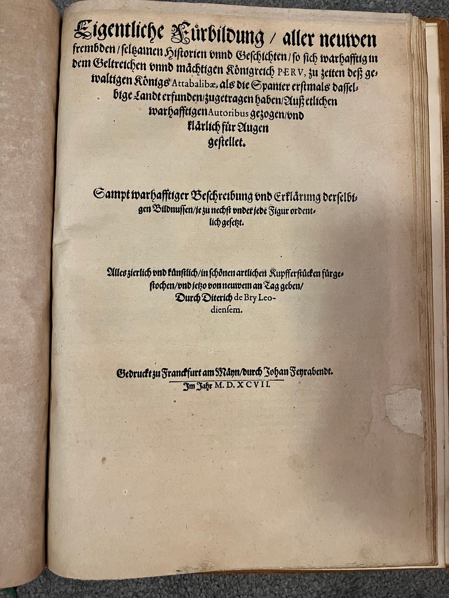 Das sechste Theil Americae - 1597 - 1st German Edition Grands Voyages - Benzoni