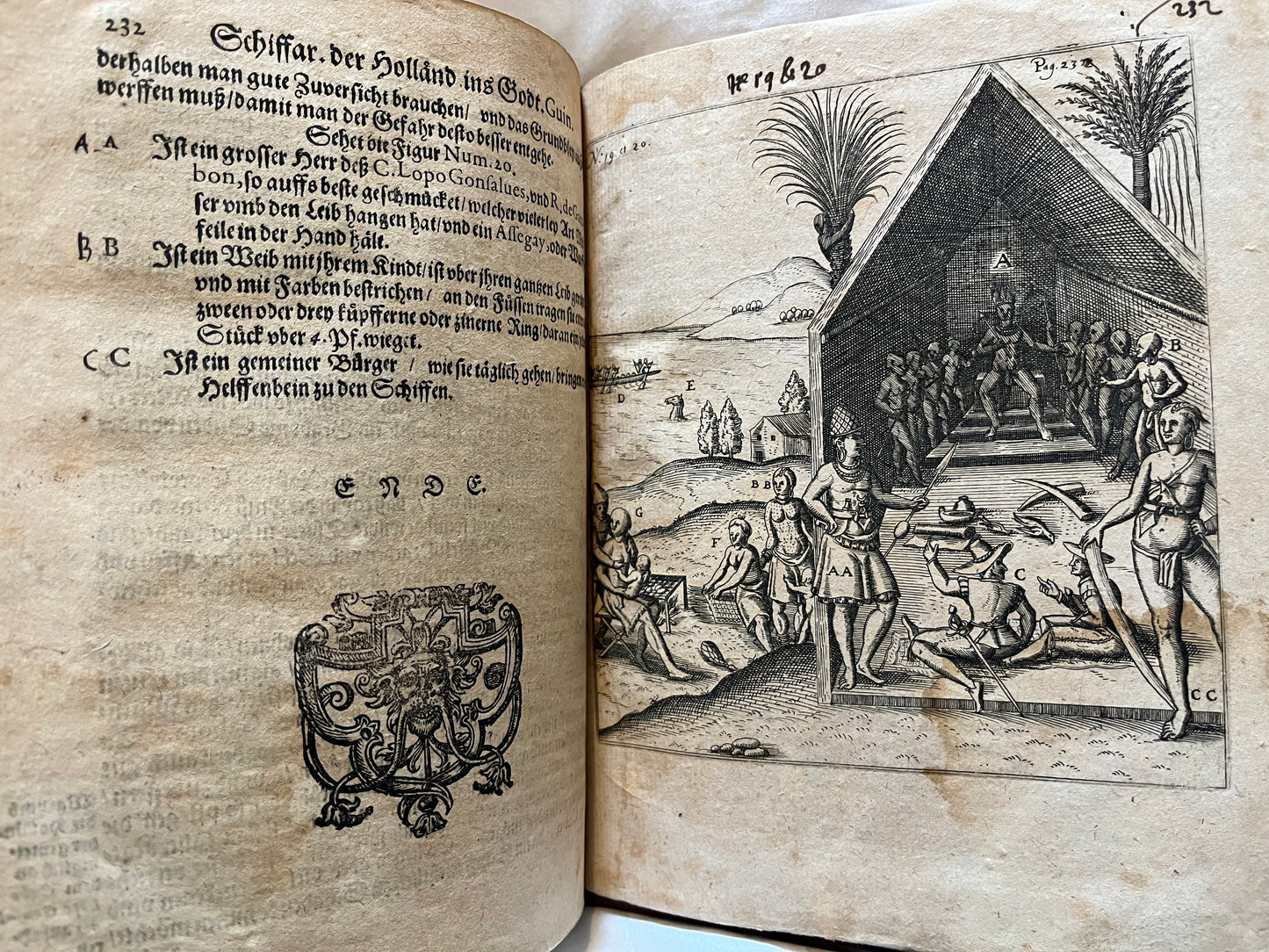 Extremely Rare - West Africa -  "Siebende Schiffahrt. In das goldreiche Königreich Guineam, in Africa gelegen..." - Hulsius - 1624 -  Pieter de Marees