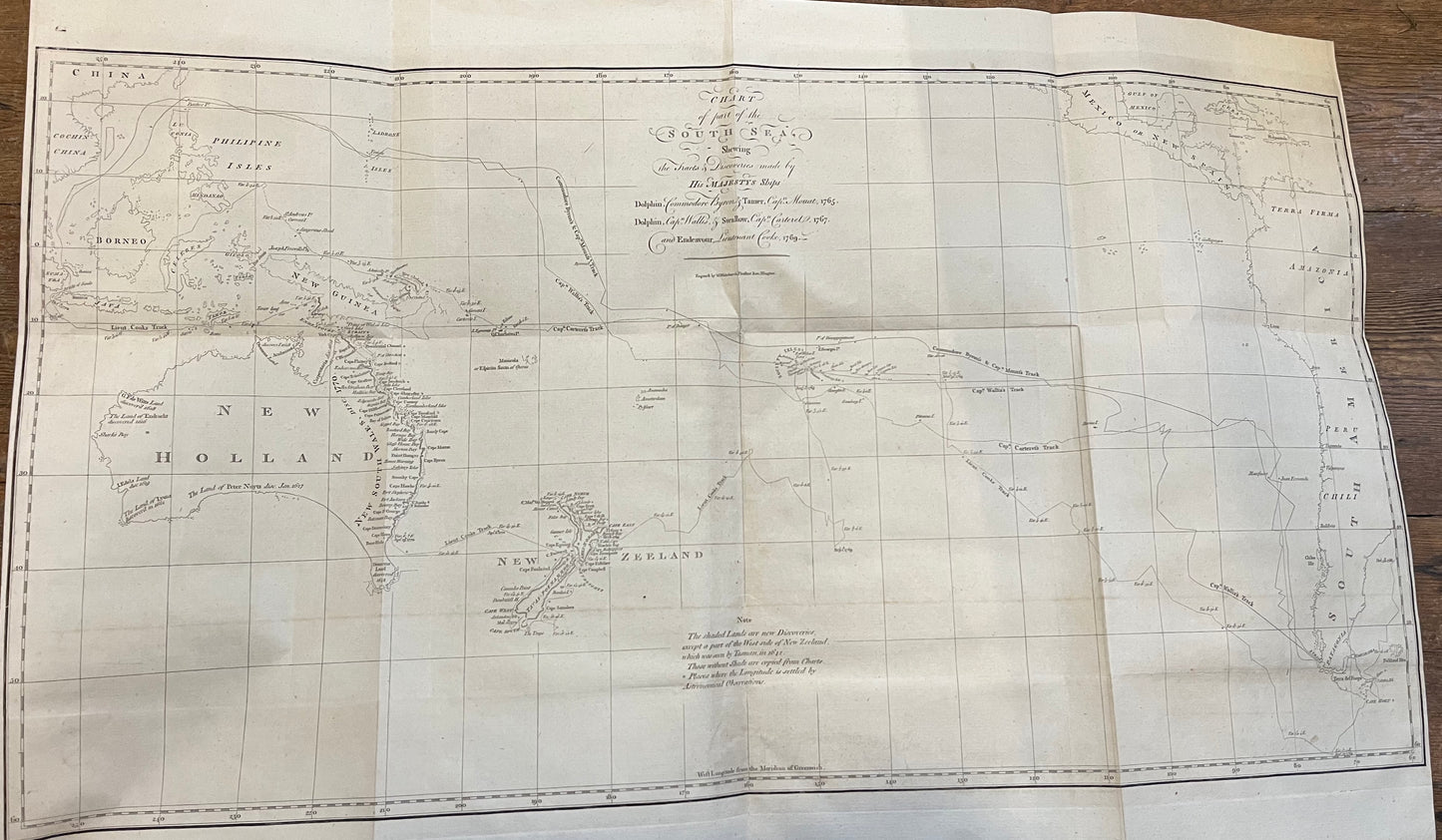 1st Edition of Cook's 1st Voyage - An account of the voyages undertaken by the order of his present Majesty for making discoveries in the Southern Hemisphere - Cook, Carteret, Byron, Wallis - Hawkesworth - 1773