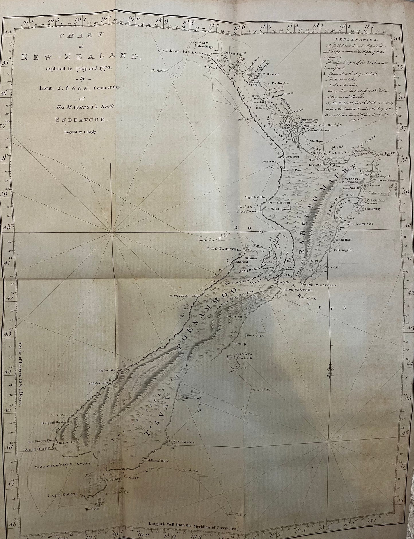 1st Edition of Cook's 1st Voyage - An account of the voyages undertaken by the order of his present Majesty for making discoveries in the Southern Hemisphere - Cook, Carteret, Byron, Wallis - Hawkesworth - 1773