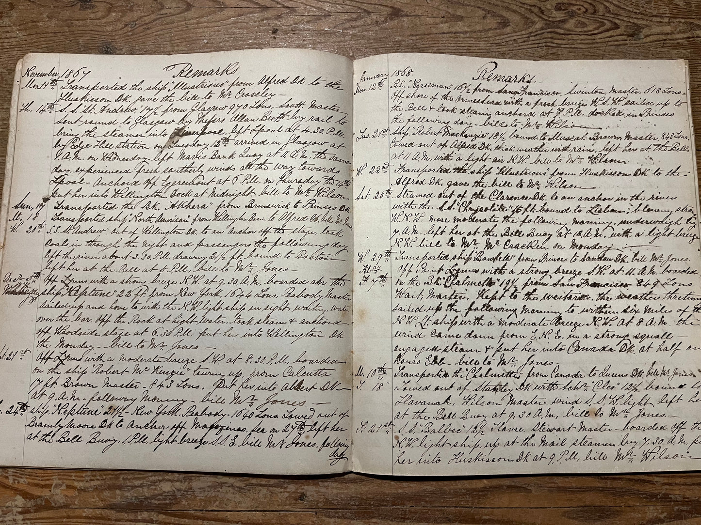Journal and ships log written by the Liverpool seaman, John Gould, from 1852 to 1868. Includes voyages to New Orleans and San Francisco, and a fascinating list of ships seen in Liverpool harbour from 1867-8.