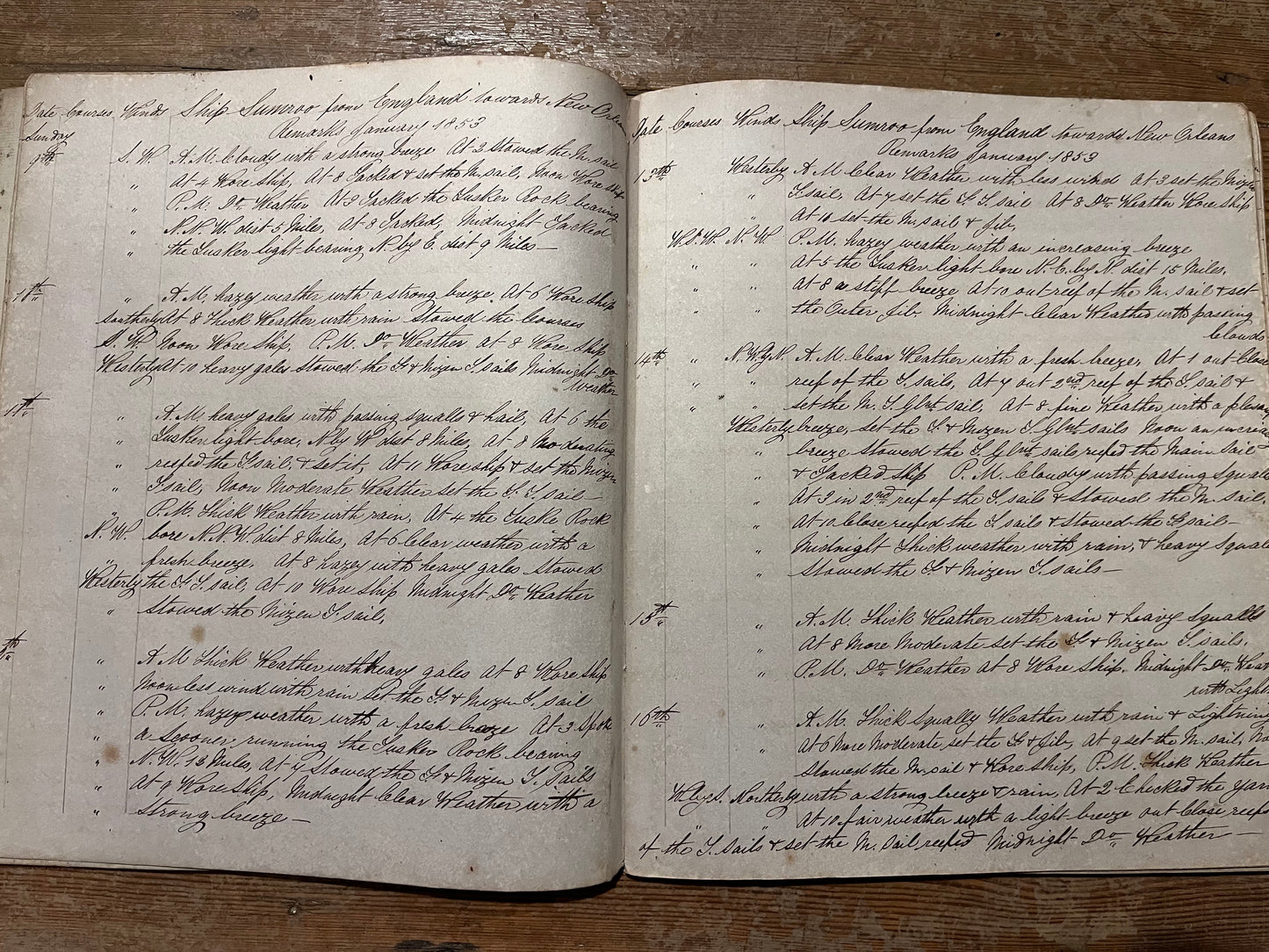 Journal and ships log written by the Liverpool seaman, John Gould, from 1852 to 1868. Includes voyages to New Orleans and San Francisco, and a fascinating list of ships seen in Liverpool harbour from 1867-8.