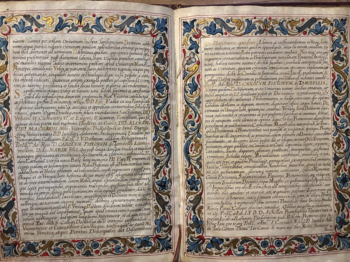 Beautiful 17th Century Manuscript Paduan degree with portrait and Saint's Seal