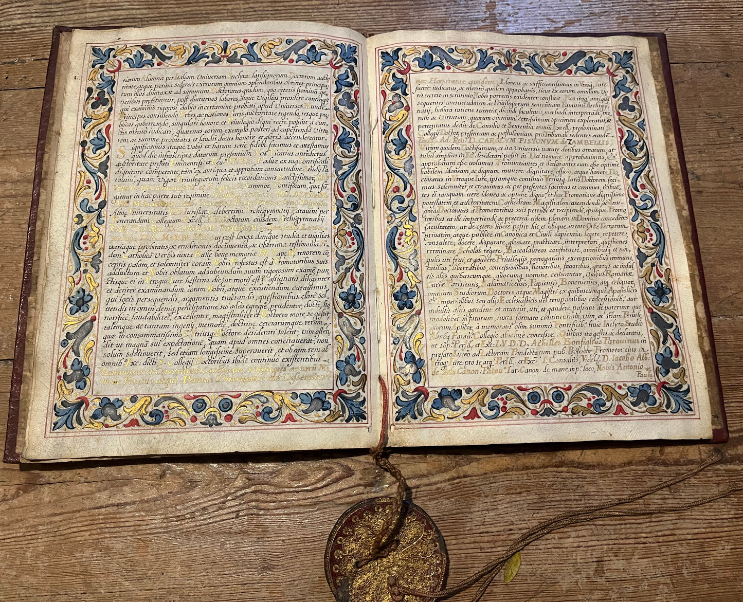 Beautiful 17th Century Manuscript Paduan degree with portrait and Saint's Seal