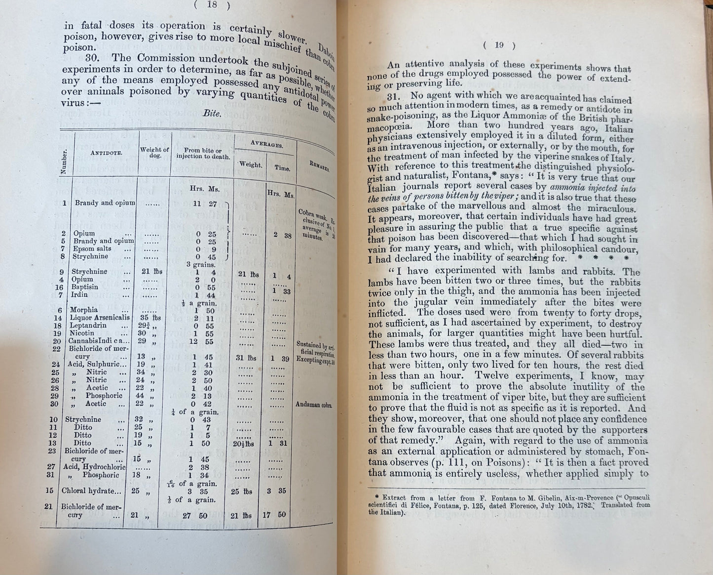 "Indian and Australian Snake-Poisoning" - Calcutta - Bengal Secretariat Press - 1874