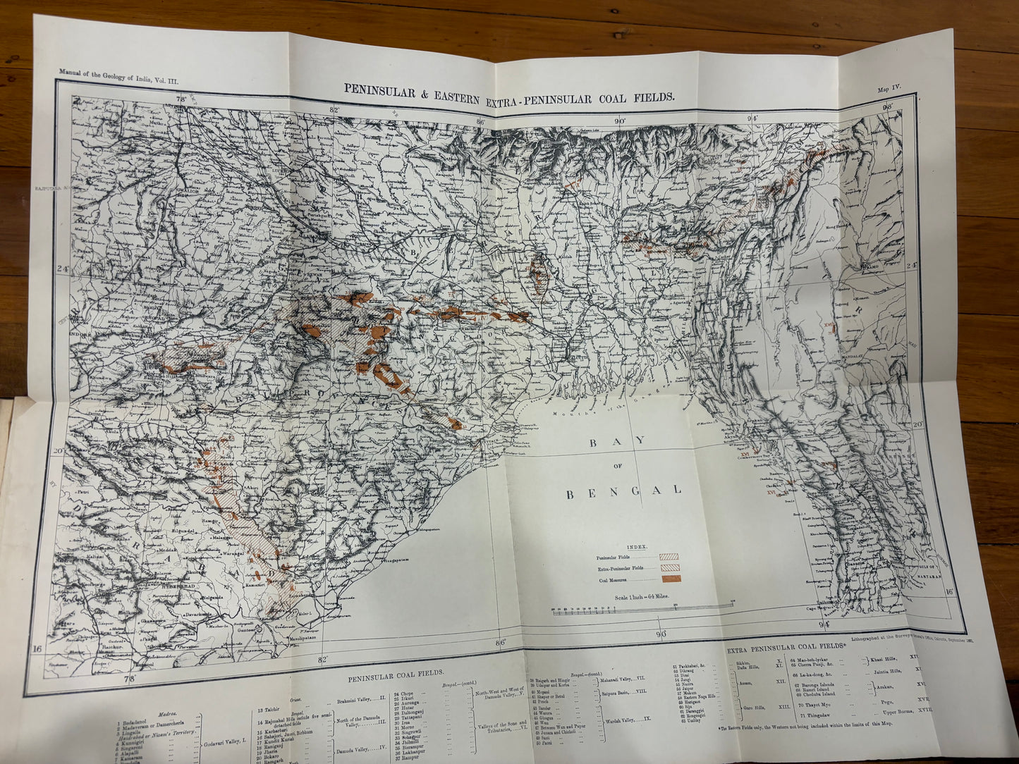 "A Manual of The Geology of India" - Calcutta 1879 - 4 volumes in original decorative cloth binding complete with folding maps