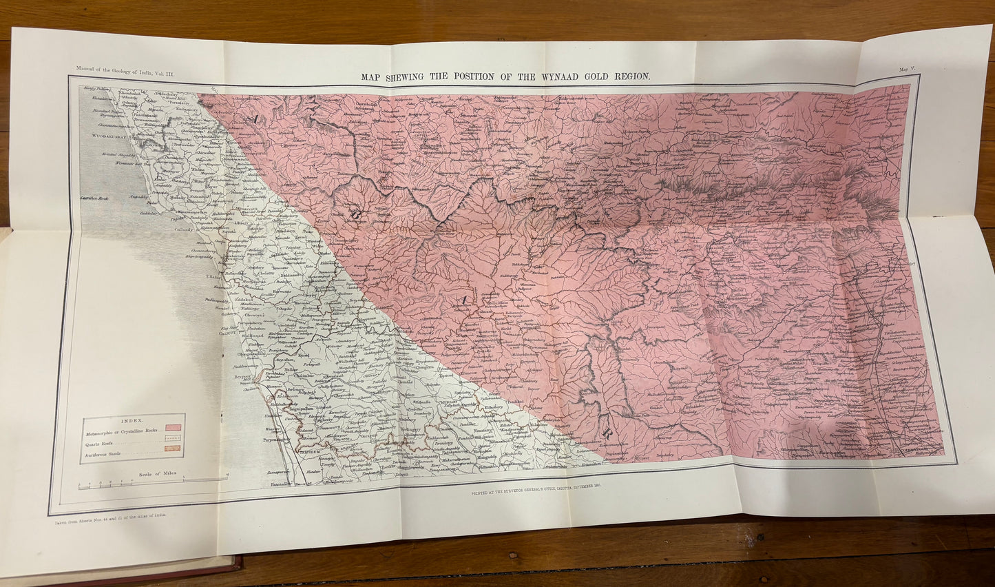 "A Manual of The Geology of India" - Calcutta 1879 - 4 volumes in original decorative cloth binding complete with folding maps