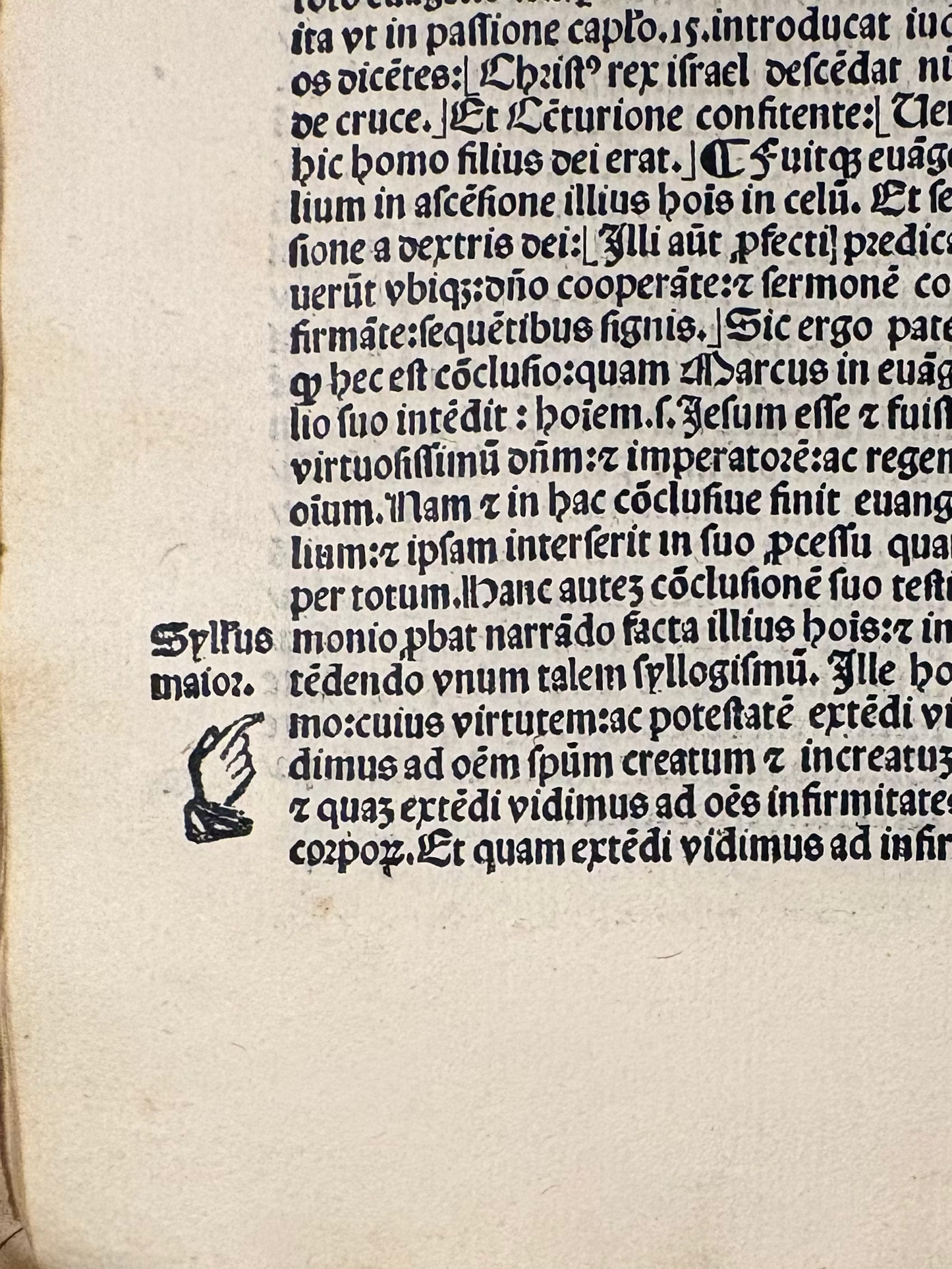 "Aurea ac pene divina" - Petrus aureolus - Venice 1507 - An unsophisticated copy of this Post-incunable religious commentary in original binding with woodcuts, printed manicules, and manuscript waste to spine.