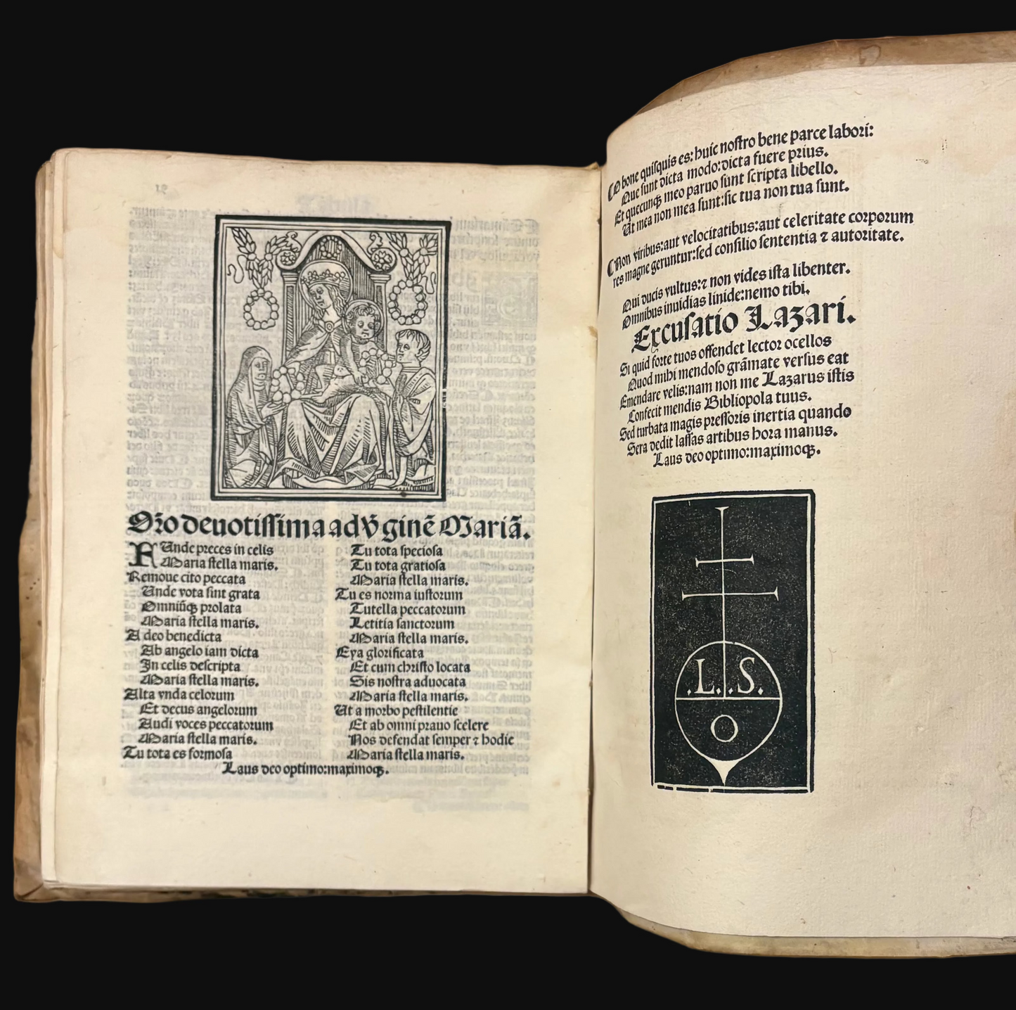 "Aurea ac pene divina" - Petrus aureolus - Venice 1507 - An unsophisticated copy of this Post-incunable religious commentary in original binding with woodcuts, printed manicules, and manuscript waste to spine.